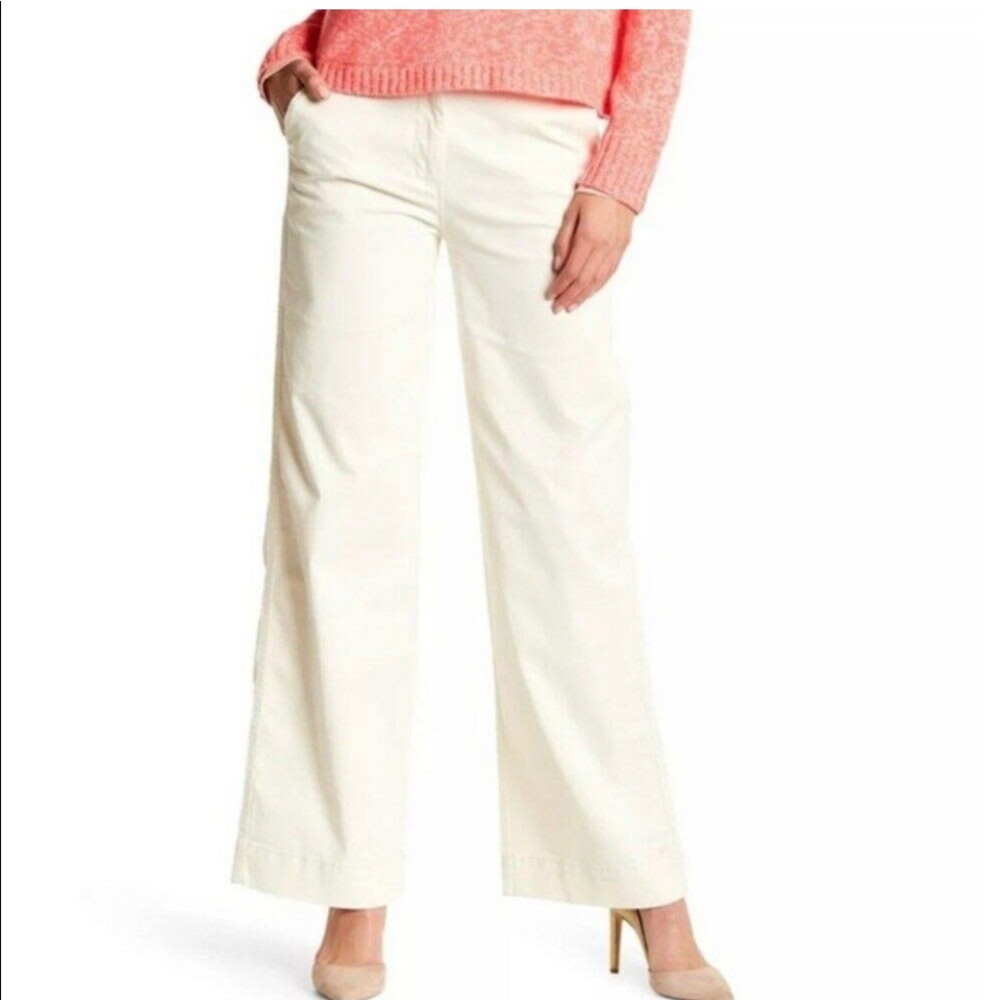 J Crew Wide Leg Chino Cream Pants